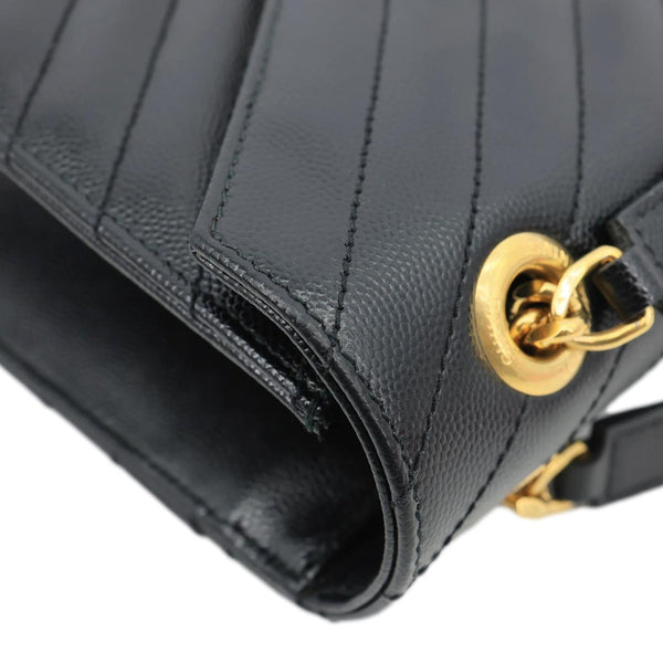 YVES SAINT LAURENT Envelope Grain De Poudre Chevron Leather Wallet On Chain Black