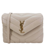 YVES SAINT LAURENT Loulou Toy Calfskin Quilted Leather Crossbody Bag Beige