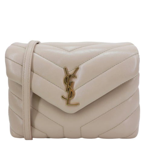 YVES SAINT LAURENT Loulou Toy Calfskin Quilted Leather Crossbody Bag Beige