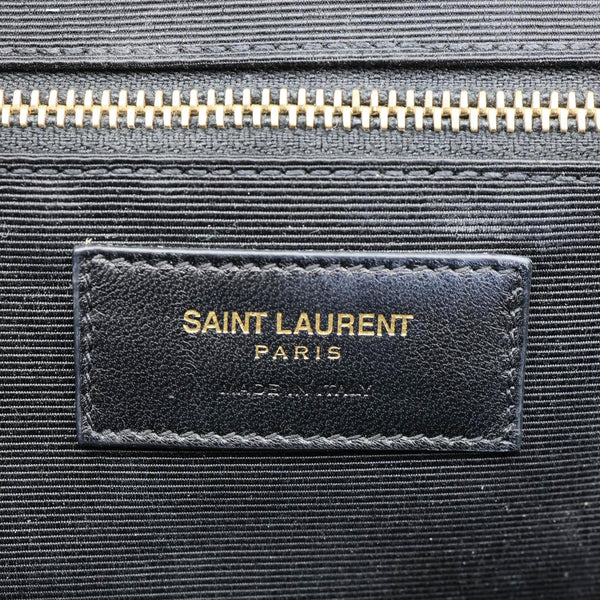 YVES SAINT LAURENT Envelope Grain De Poudre Chevron Leather Wallet On Chain Black