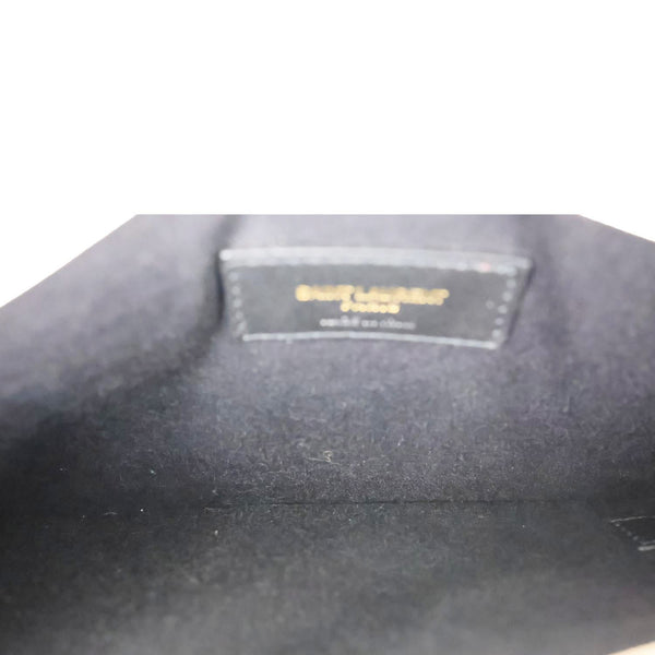 YVES SAINT LAURENT Uptown Calfskin Grain De Poudre Pouch Off White