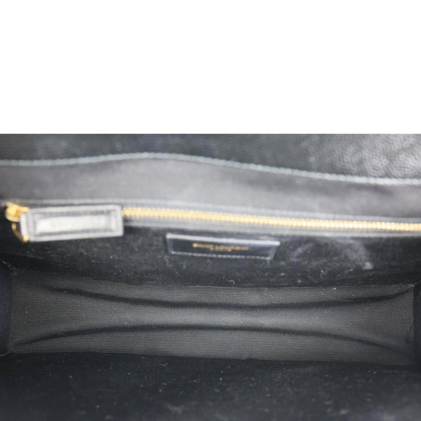 YVES SAINT LAURENT Envelope Grain De Poudre Chevron Leather Wallet On Chain Black