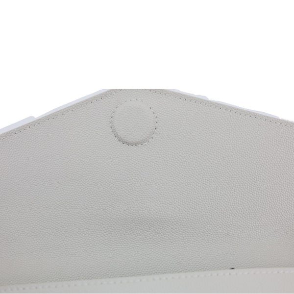 YVES SAINT LAURENT Uptown Calfskin Grain De Poudre Pouch Off White