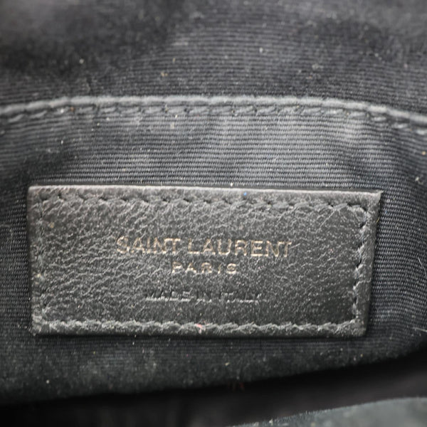 YVES SAINT LAURENT Round Chevron Leather Camera Crossbody Bag Black