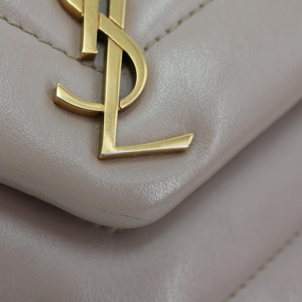 YVES SAINT LAURENT Loulou Toy Calfskin Quilted Leather Crossbody Bag Beige