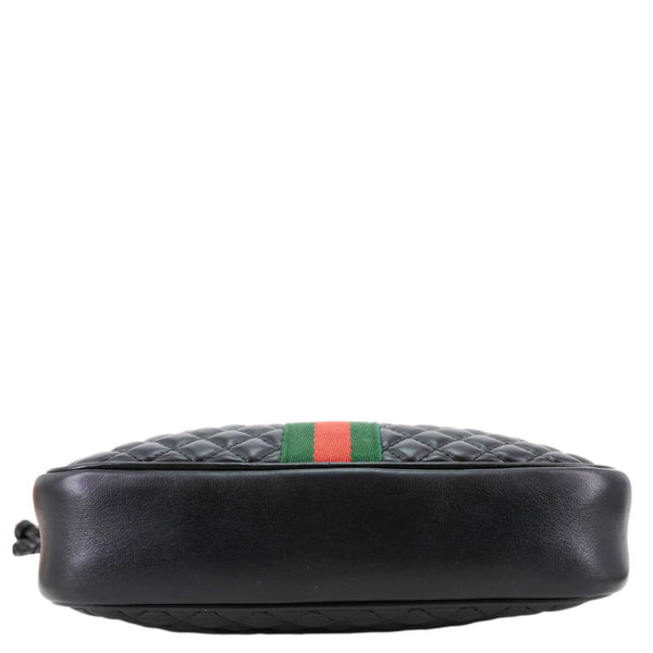 GUCCI Trapuntata Web Calfskin Leather Camera Shoulder Bag Black 541051