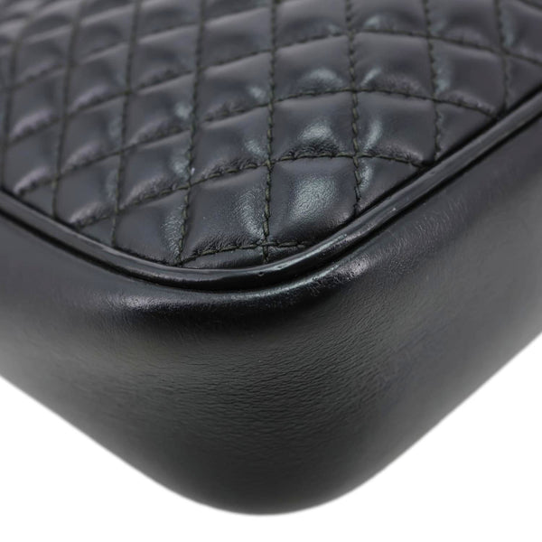 GUCCI Trapuntata Web Calfskin Leather Camera Shoulder Bag Black 541051