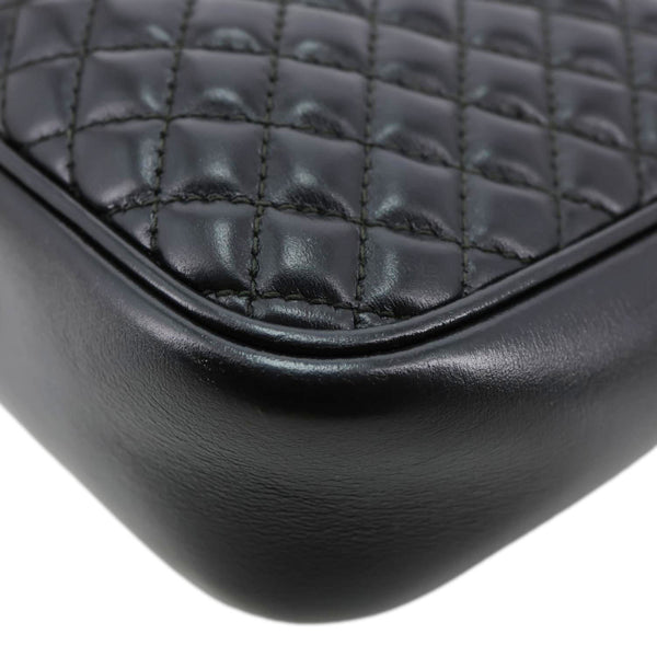 GUCCI Trapuntata Web Calfskin Leather Camera Shoulder Bag Black 541051