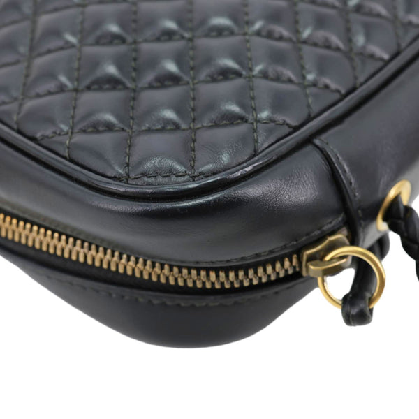 GUCCI Trapuntata Web Calfskin Leather Camera Shoulder Bag Black 541051
