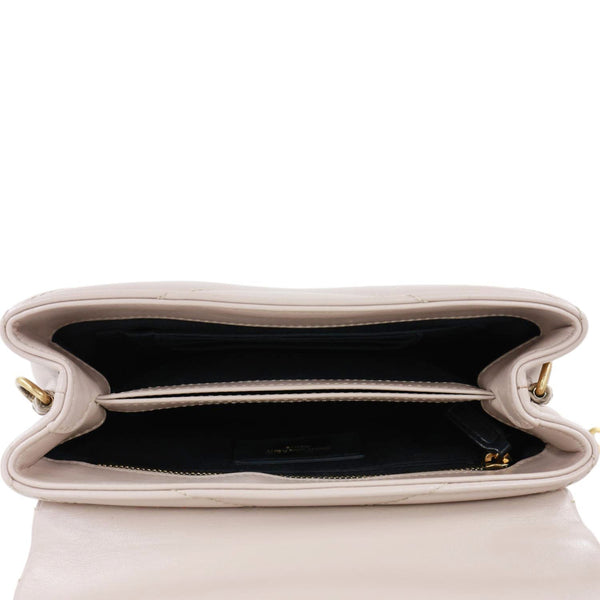 YVES SAINT LAURENT Loulou Toy Calfskin Quilted Leather Crossbody Bag Beige
