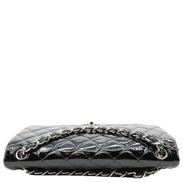 CHANEL Classic Double Flap Patent Leather Shoulder Bag Black
