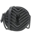 YVES SAINT LAURENT Round Chevron Leather Camera Crossbody Bag Black