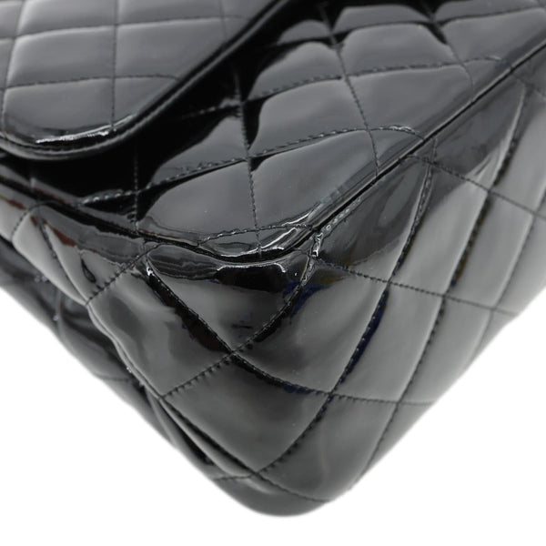 CHANEL Classic Double Flap Patent Leather Shoulder Bag Black