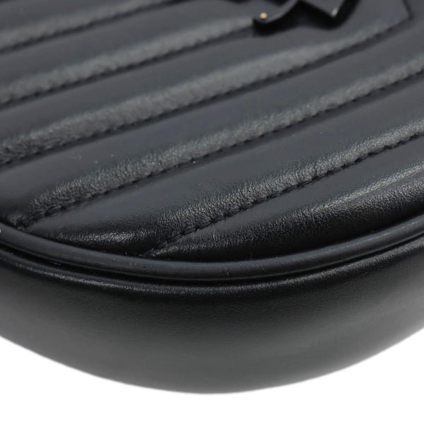 YVES SAINT LAURENT Round Chevron Leather Camera Crossbody Bag Black