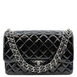 CHANEL Classic Double Flap Patent Leather Shoulder Bag Black