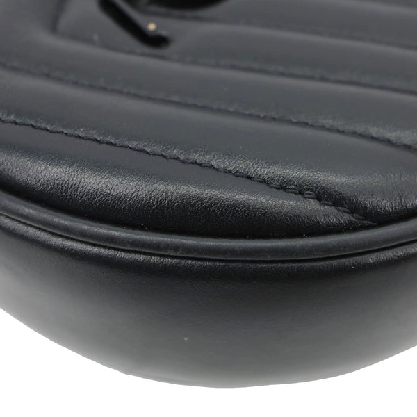 YVES SAINT LAURENT Round Chevron Leather Camera Crossbody Bag Black