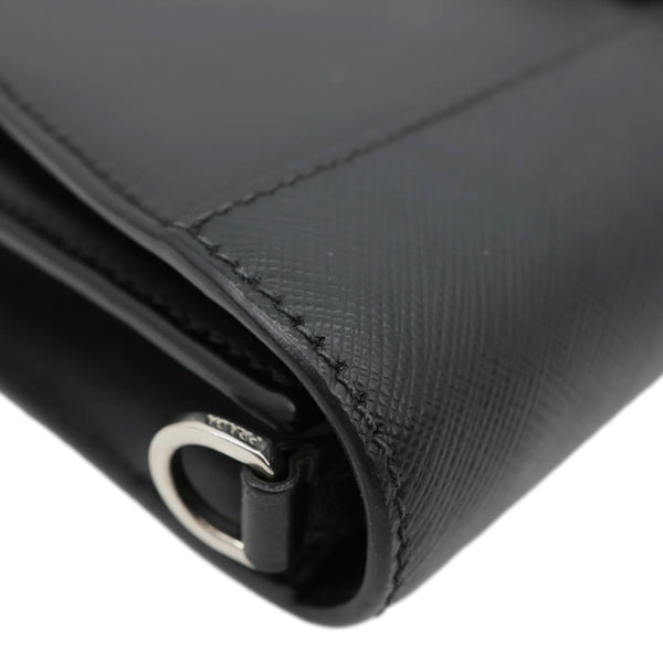 PRADA Studded Elektra Saffiano Leather Crossbody Bag Black