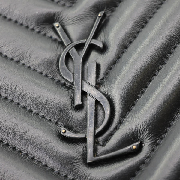 YVES SAINT LAURENT Round Chevron Leather Camera Crossbody Bag Black