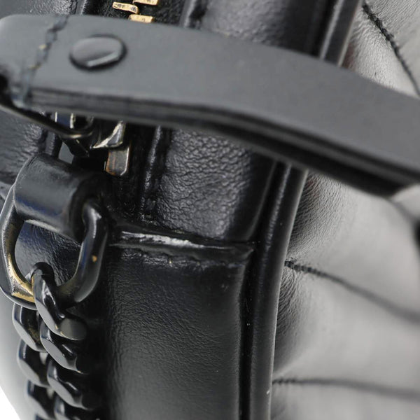 YVES SAINT LAURENT Round Chevron Leather Camera Crossbody Bag Black