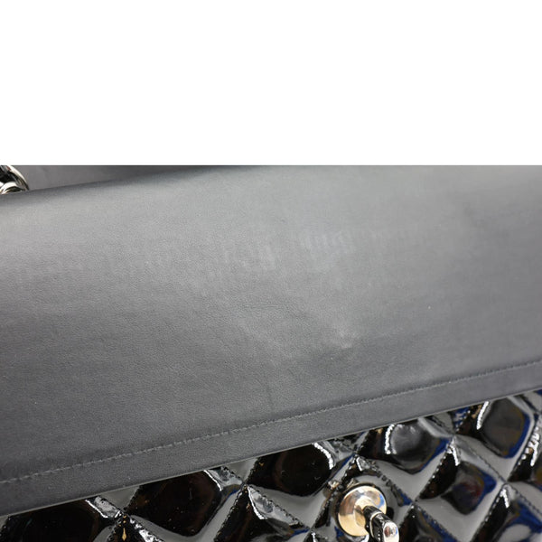 CHANEL Classic Double Flap Patent Leather Shoulder Bag Black