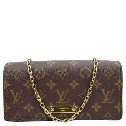 LOUIS VUITTON Lily Monogram Canvas Wallet On Chain Brown