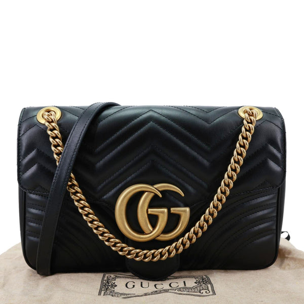 GUCCI GG Marmont Medium Matelasse Leather Shoulder Bag Black 443496