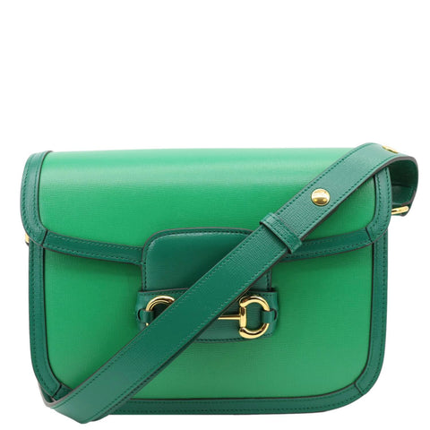 GUCCI Horsebit 1955 Small Leather Shoulder Bag Green 602204