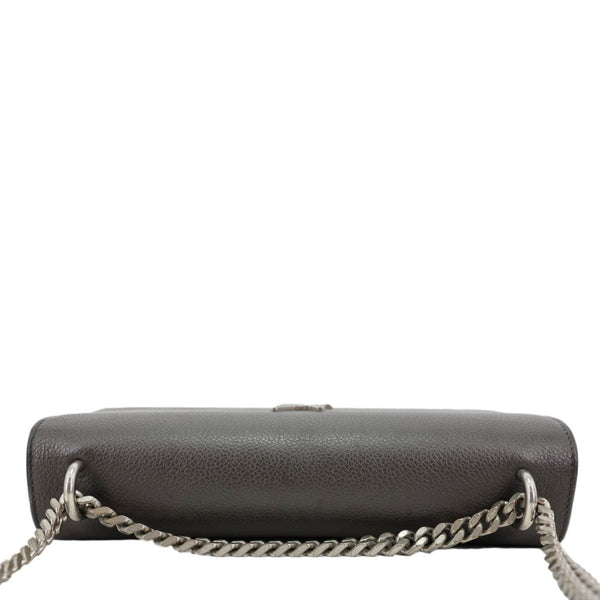 YVES SAINT LAURENT Sunset Medium Grain De Poudre Leather Shoulder Bag Gray