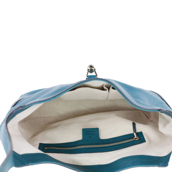 GUCCI Jackie Medium Leather Hobo Bag Teal 277520