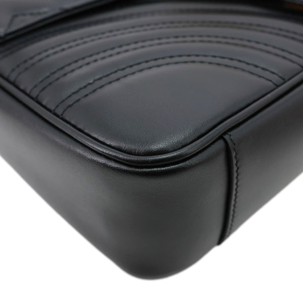 GUCCI GG Marmont Medium Matelasse Leather Shoulder Bag Black 443496