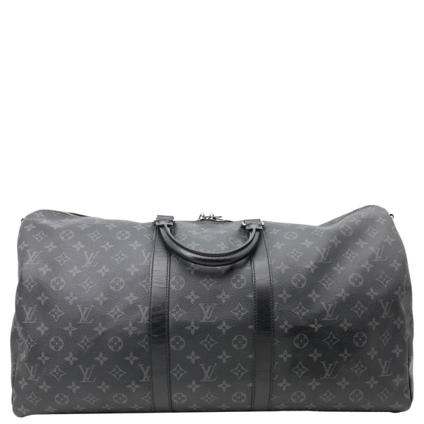 LOUIS VUITTON Keepall 55 Bandouliere Monogram Eclipse Travel Bag Black