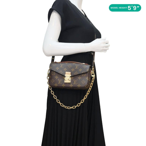 LOUIS VUITTON Metis East West Pochette Monogram Canvas Crossbody Bag Brown