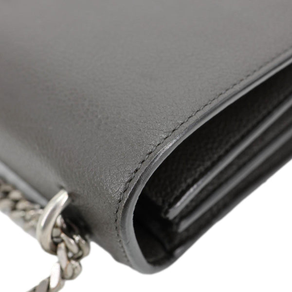 YVES SAINT LAURENT Sunset Medium Grain De Poudre Leather Shoulder Bag Gray