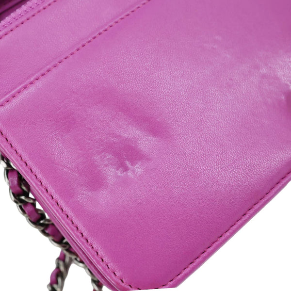 CHANEL Coco Boy Quilted Calfskin Leather Wallet On Chain Crossbody Bag Purple