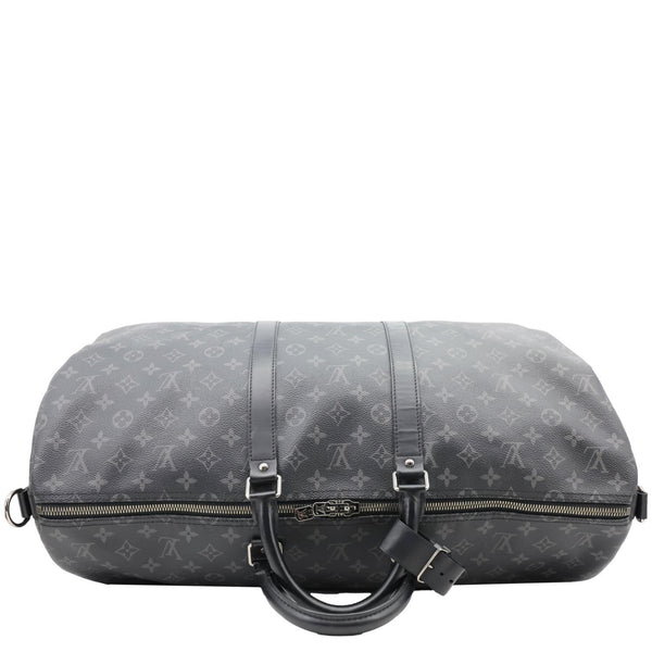LOUIS VUITTON Keepall 55 Bandouliere Monogram Eclipse Travel Bag Black