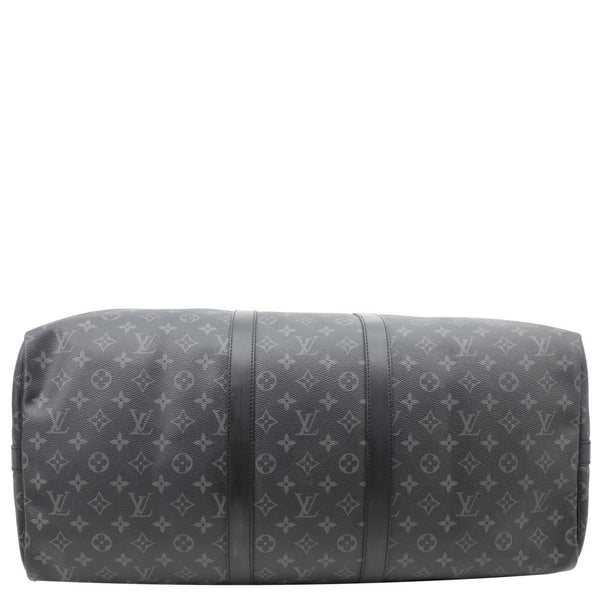 LOUIS VUITTON Keepall 55 Bandouliere Monogram Eclipse Travel Bag Black