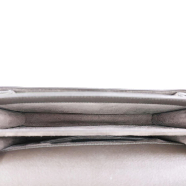 YVES SAINT LAURENT Sunset Medium Grain De Poudre Leather Shoulder Bag Gray