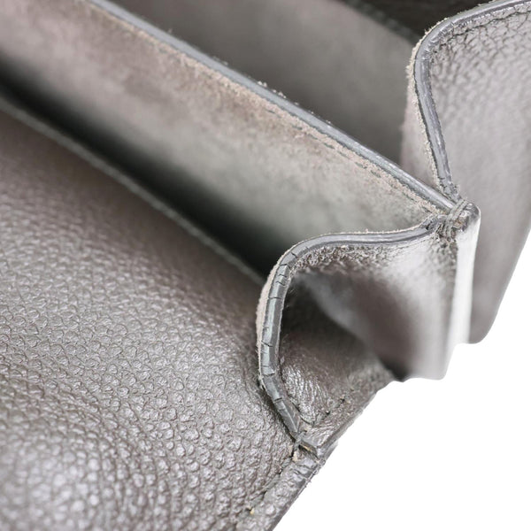 YVES SAINT LAURENT Sunset Medium Grain De Poudre Leather Shoulder Bag Gray