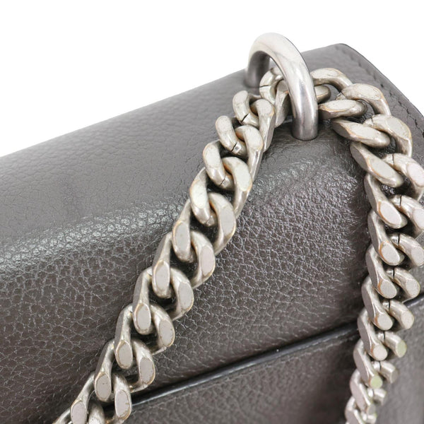 YVES SAINT LAURENT Sunset Medium Grain De Poudre Leather Shoulder Bag Gray