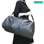 LOUIS VUITTON Keepall 55 Bandouliere Monogram Eclipse Travel Bag Black