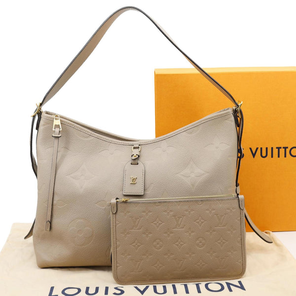 LOUIS VUITTON Carryall MM Empreinte Leather Shoulder Bag Beige