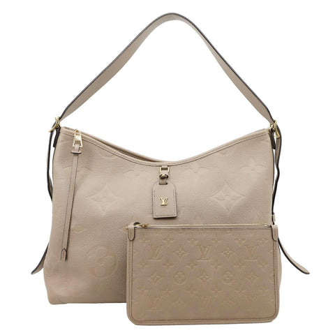 LOUIS VUITTON Carryall MM Empreinte Leather Shoulder Bag Beige