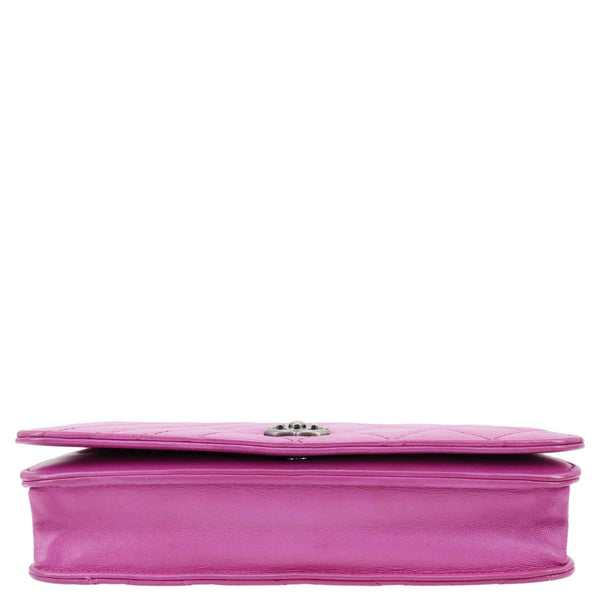 CHANEL Coco Boy Quilted Calfskin Leather Wallet On Chain Crossbody Bag Purple