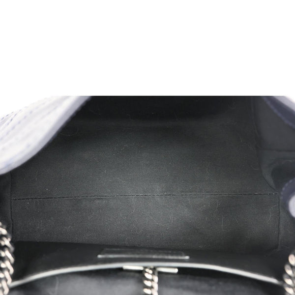 YVES SAINT LAURENT Vintage Monogram Nolita Chevron Leather Shoulder Bag Navy Blue