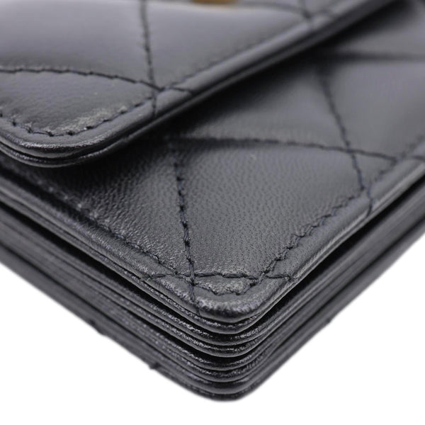 CHANEL Romance Quilted Lambskin Leather Clutch With Chain Black