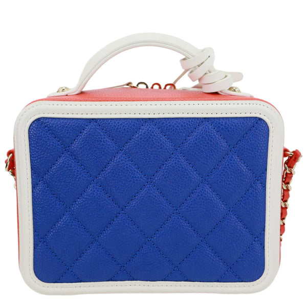 CHANEL Vanity Case Filigree CC Small Caviar Quilted Shoulder Bag Blue