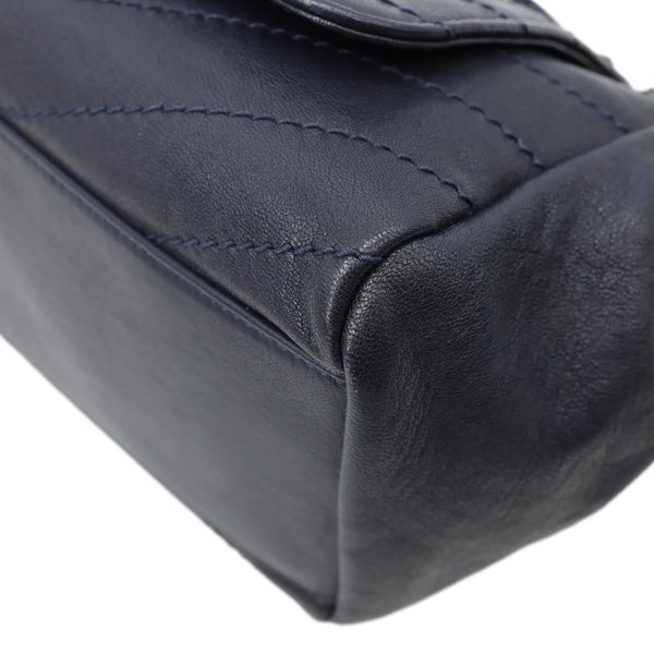 YVES SAINT LAURENT Vintage Monogram Nolita Chevron Leather Shoulder Bag Navy Blue