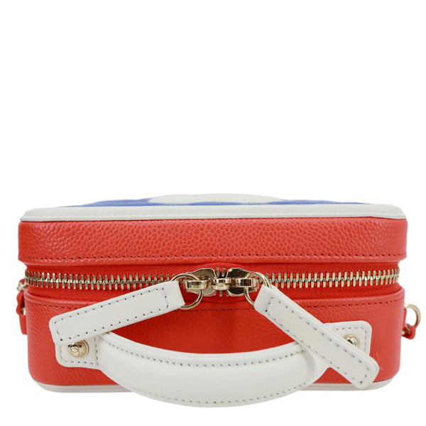 CHANEL Vanity Case Filigree CC Small Caviar Quilted Shoulder Bag Blue