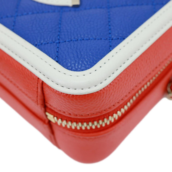 CHANEL Vanity Case Filigree CC Small Caviar Quilted Shoulder Bag Blue