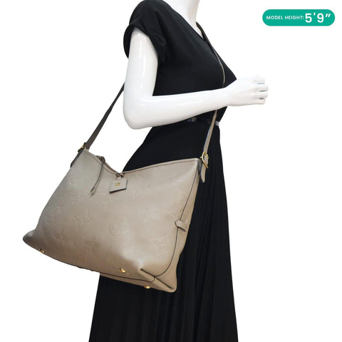 LOUIS VUITTON Carryall MM Empreinte Leather Shoulder Bag Beige